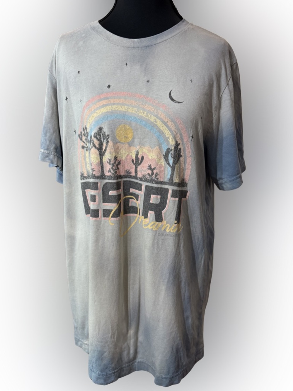 Desert Dreaming Graphic‎ Tee - Pastel Rainbow by Pink Armadillo Size Large